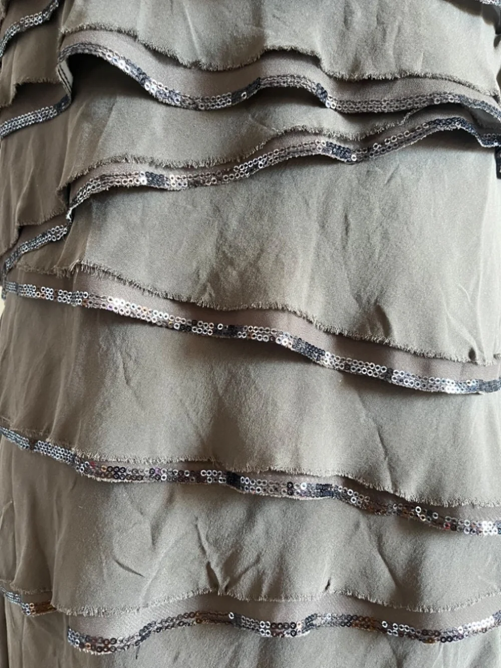 Gray Michael Kors Ruffle dress with sequin trim